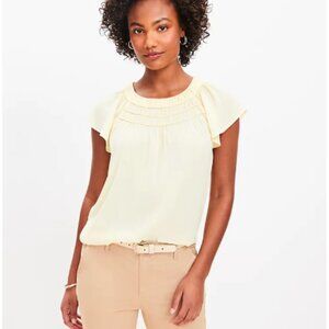 NWT Smocked Bib Flutter Sleeve Top in Sunbeam